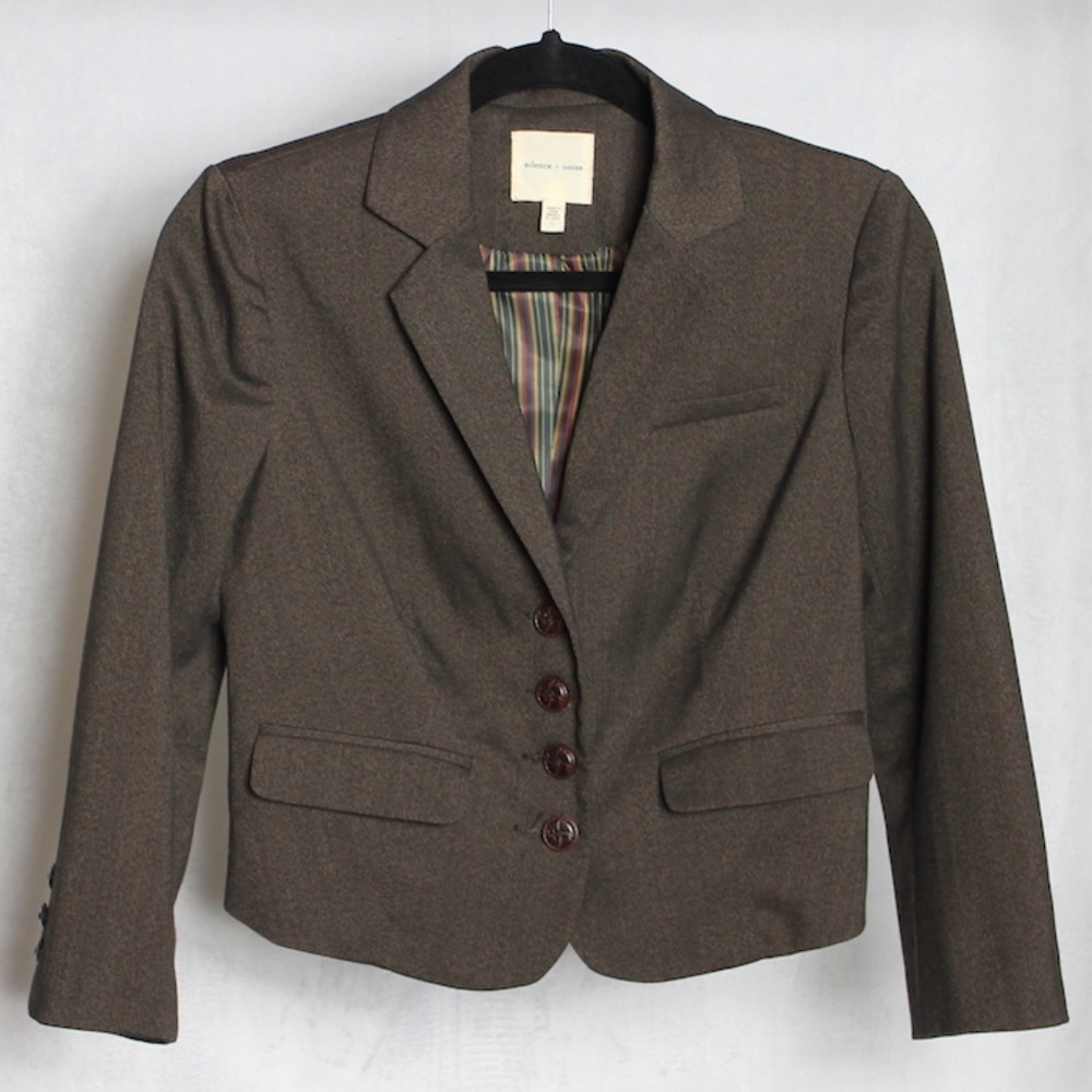 Silence + Noise Brown Cropped Blazer